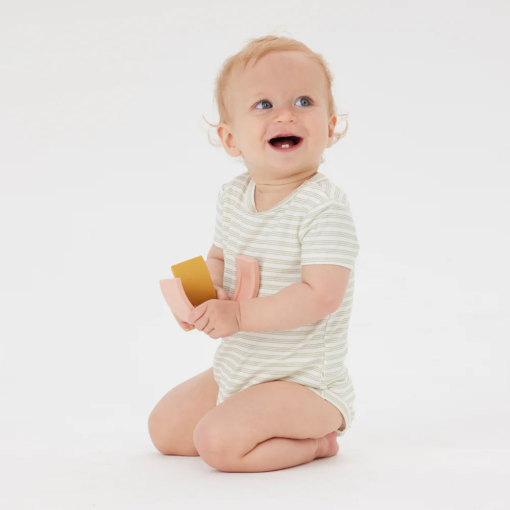 Comfy Bodysuit S.S - Sage Stripe -