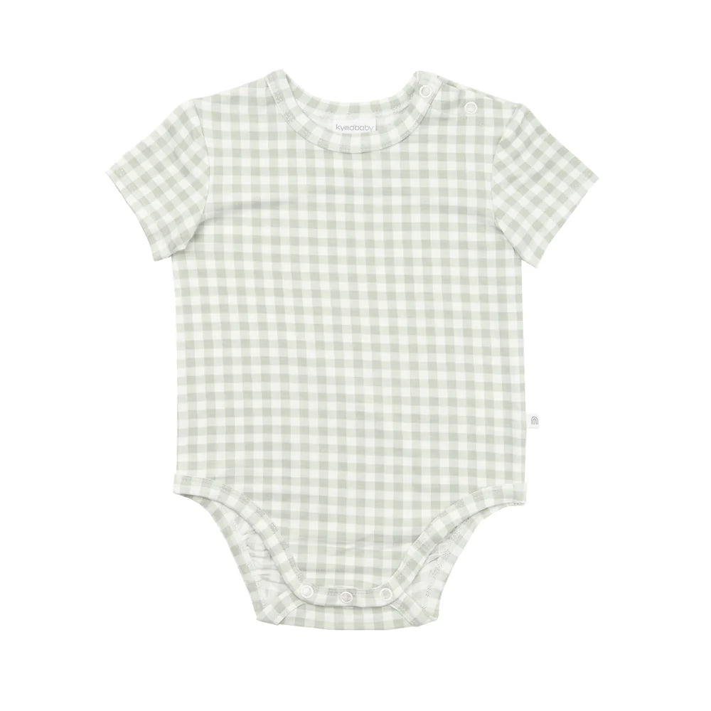 Comfy Bodysuit S.S - Sage Gingham