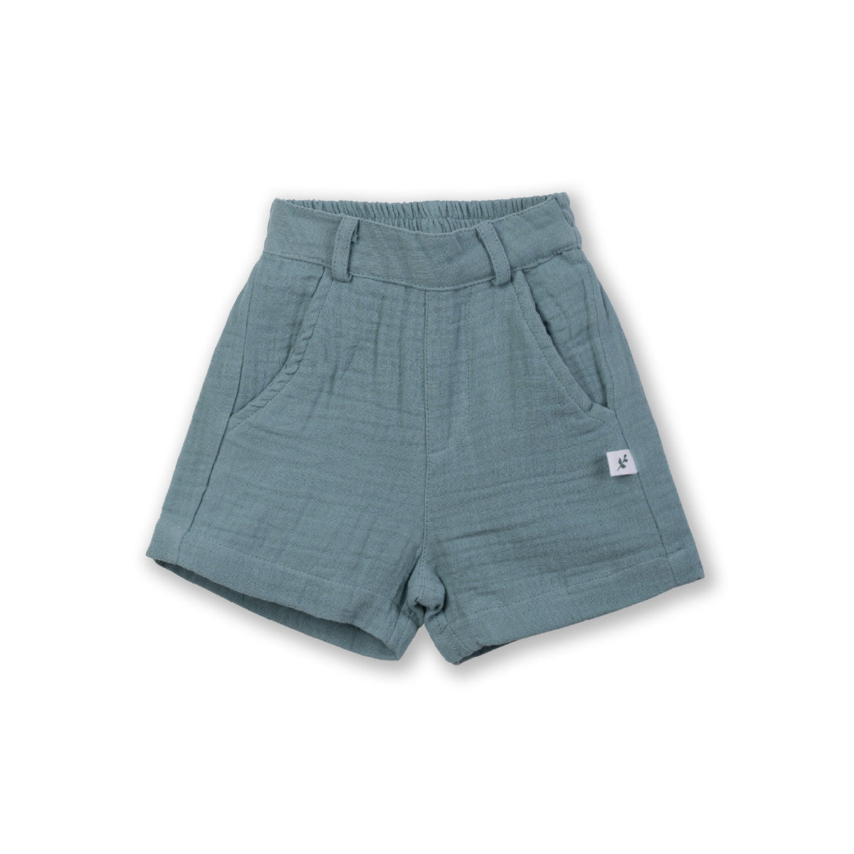 Tiny Twig Mineral Blue Organic Crinkle Muslin Short
