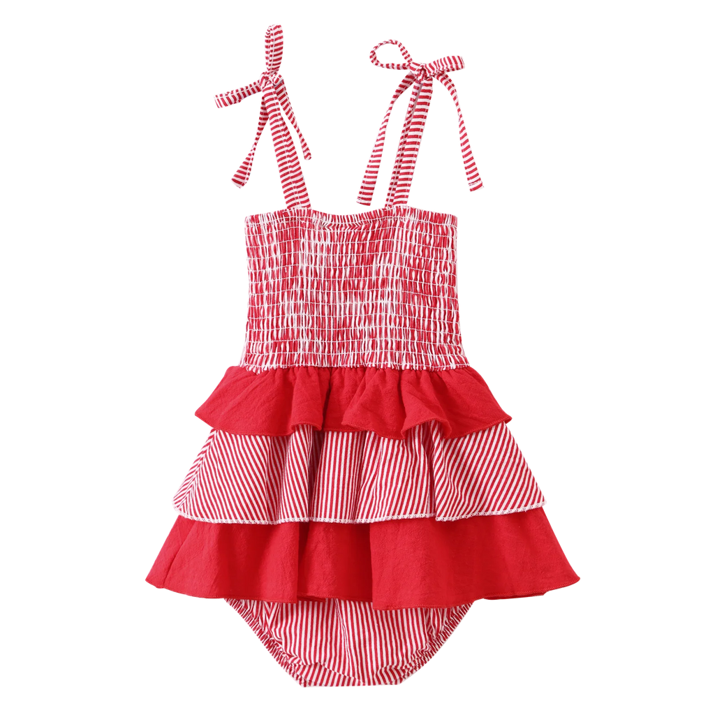 Cracked Soda - London Layered Bodysuit Dress - Red Stripe