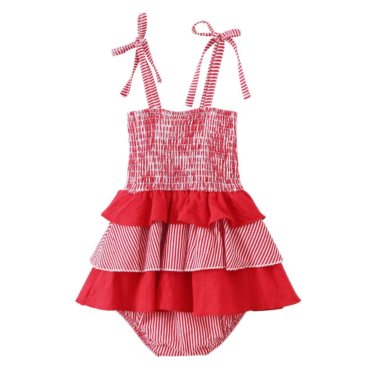 Cracked Soda - London Layered Bodysuit Dress - Red Stripe