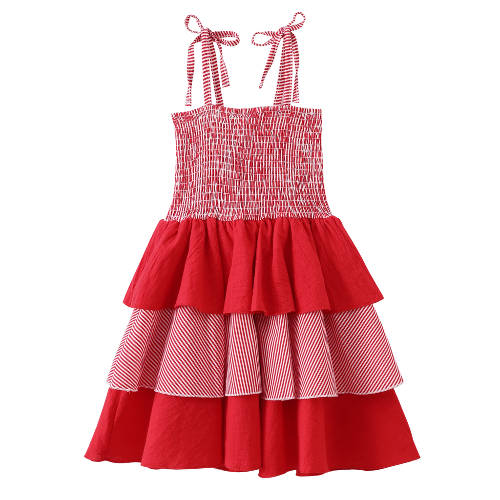 Cracked Soda - London Layered Dress - Red Stripe