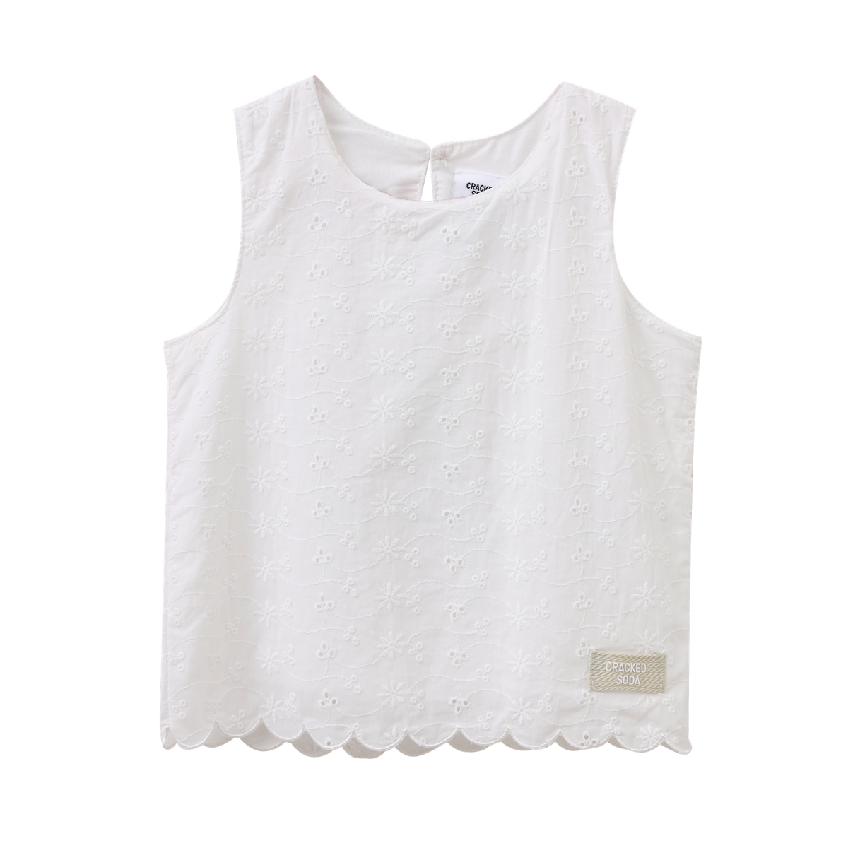 Cracked Soda -  Indie Detailed Lace Scallop Edge Top Cream