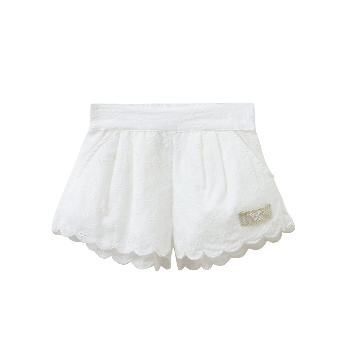 Cracked Soda -  Indie Detailed Scallop Edge Lace Short Cream
