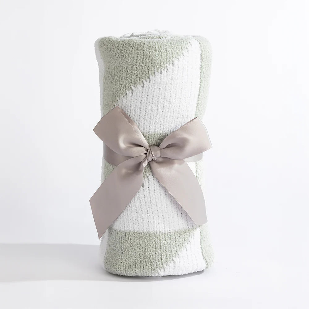 Chenille Blanket - Sage Triangle