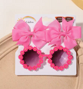 Kids Flower Sunglasses and Hairclip Bows 3 pack - Hot Pink