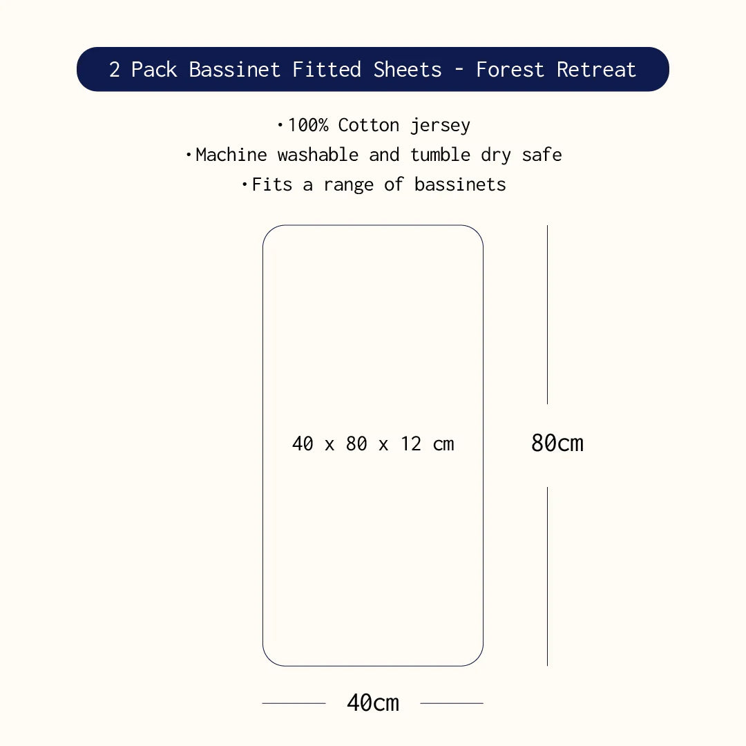 2pk Bassinet Fitted Sheet - Forest Retreat