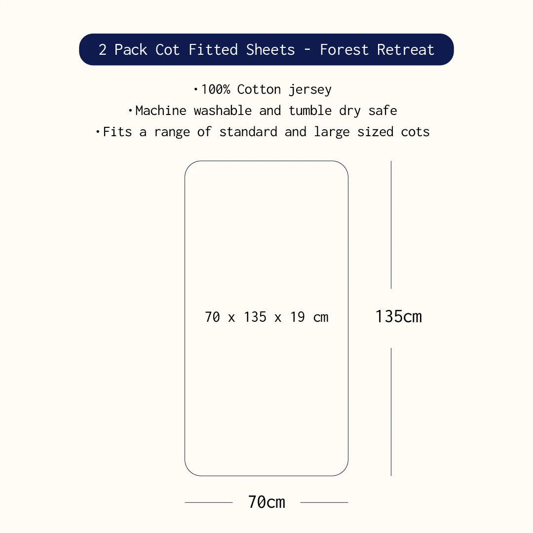 2pk Cot Fitted Sheet - Forest Retreat