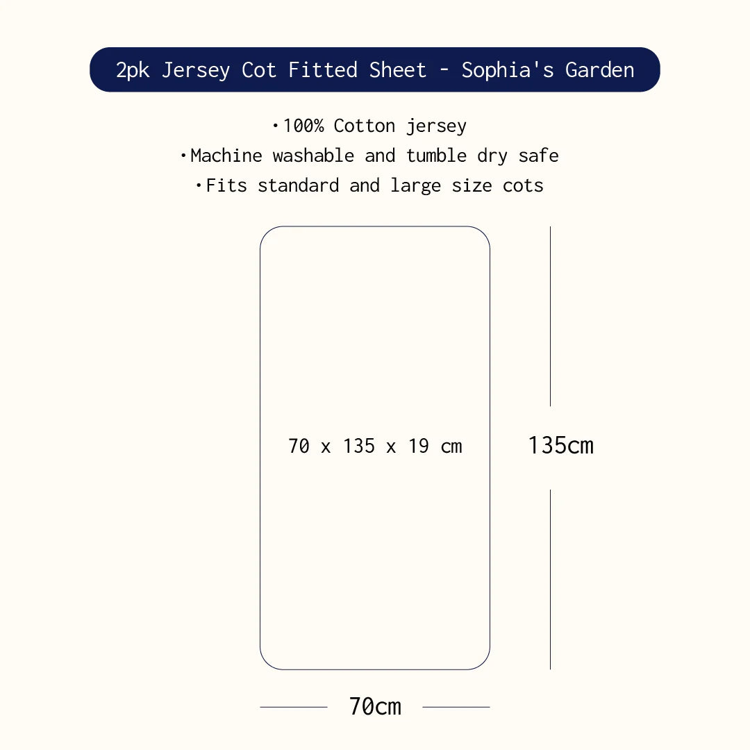 2pk Cot Fitted Sheet - Sophias Garden