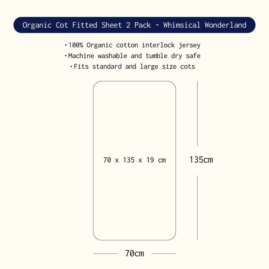2pk Cot Fitted Sheet - Whimsical Wonderland