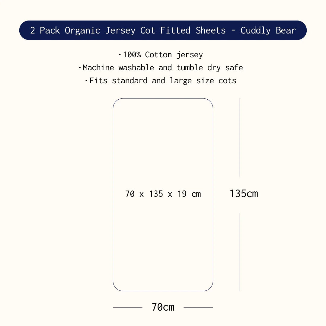 2pk Cot Fitted Sheet - Cuddly Bear