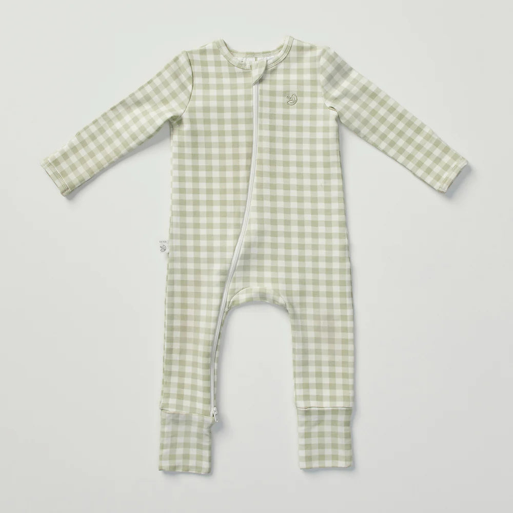 Kynd Baby Warm Zippy Baby Romper - Gumleaf Gingham