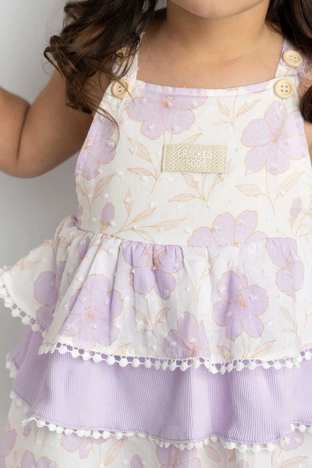 Cracked Soda - Wisteria Layered Bodysuit Dress - Purple Floral