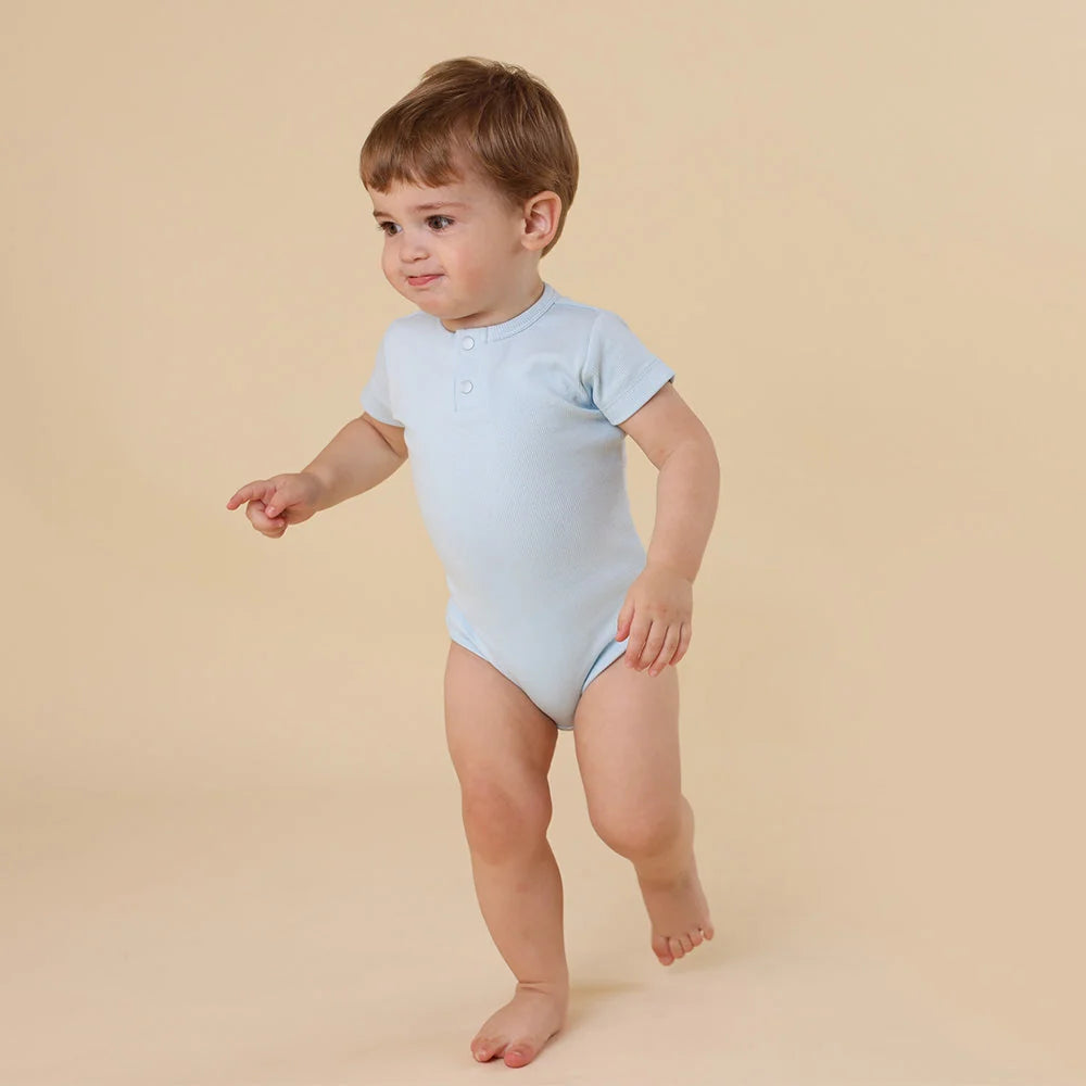 Snuggle Hunny - Baby Blue SS Organic Bodysuit