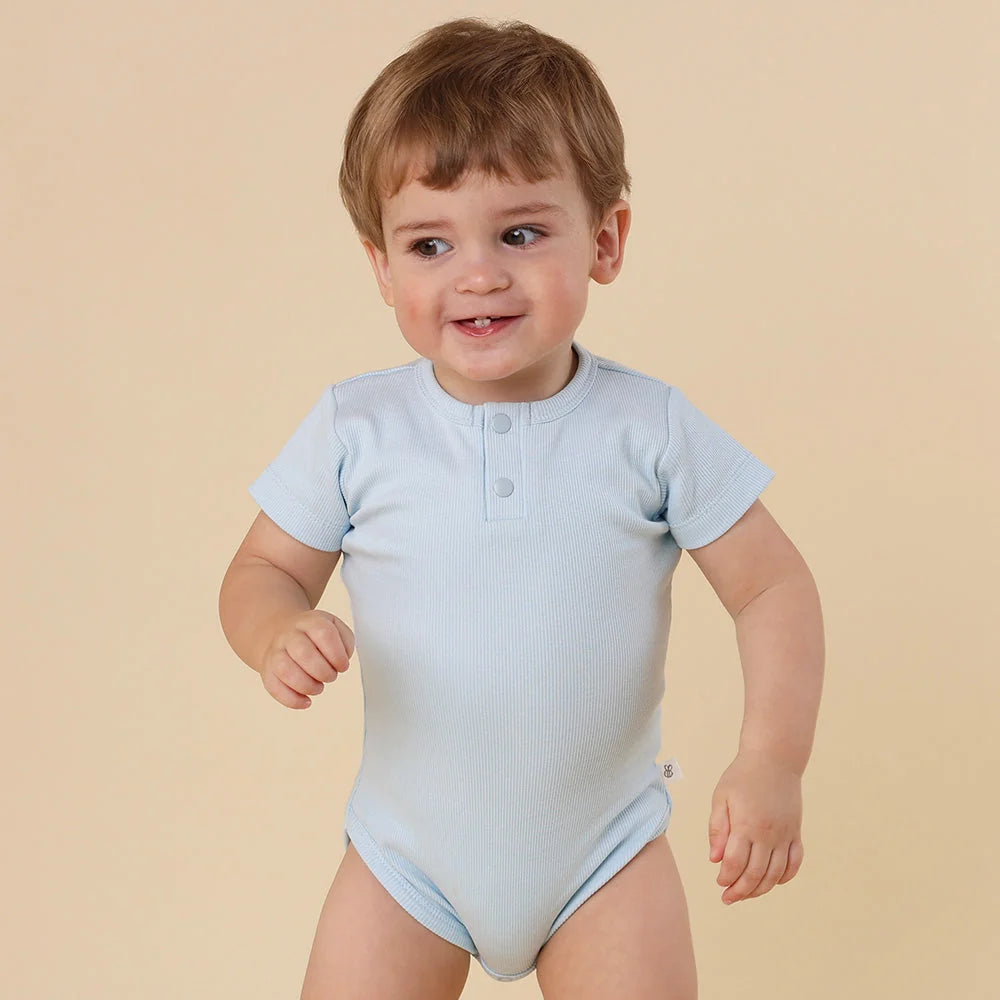 Snuggle Hunny - Baby Blue SS Organic Bodysuit