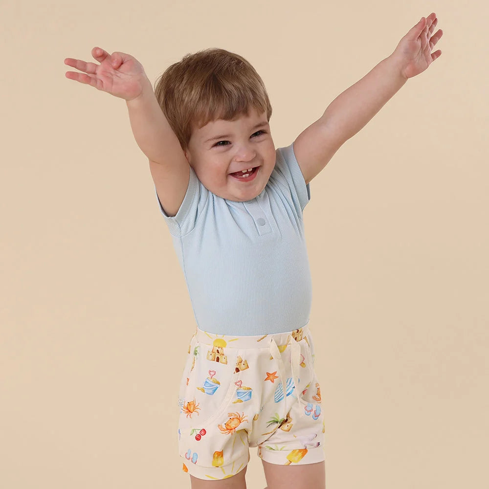Snuggle Hunny - Baby Blue SS Organic Bodysuit