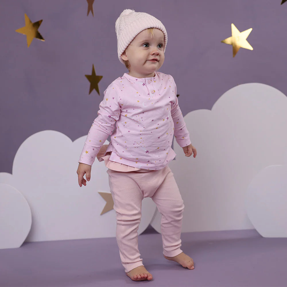 Snuggle Hunny - Organic pants w frill - Baby Pink
