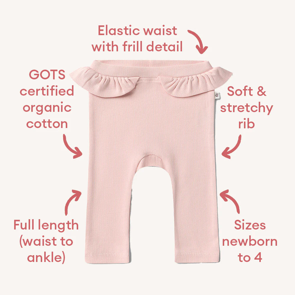 Snuggle Hunny - Organic pants w frill - Baby Pink