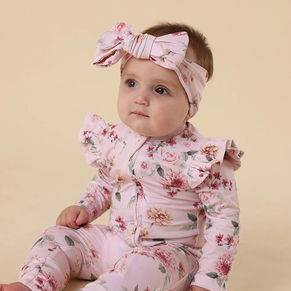 Snuggle Hunny Organic Snugglesuit Covertible Romper With Frill - Birds & Blooms
