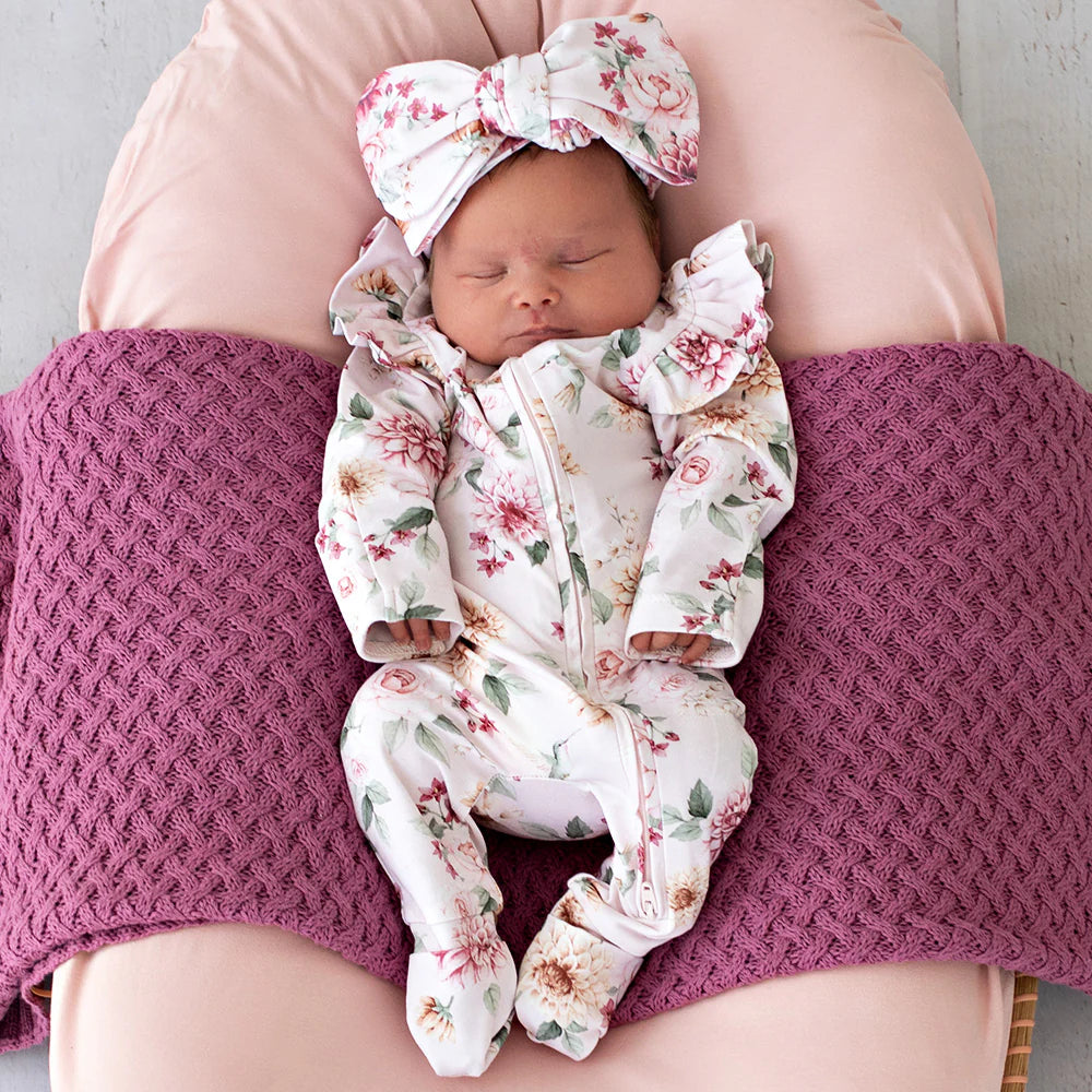 Snuggle Hunny Organic Snugglesuit Covertible Romper With Frill - Birds & Blooms