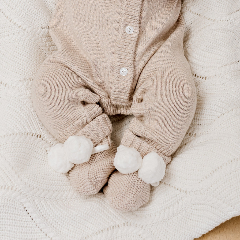 Knit Booties - Biscotti Pomms
