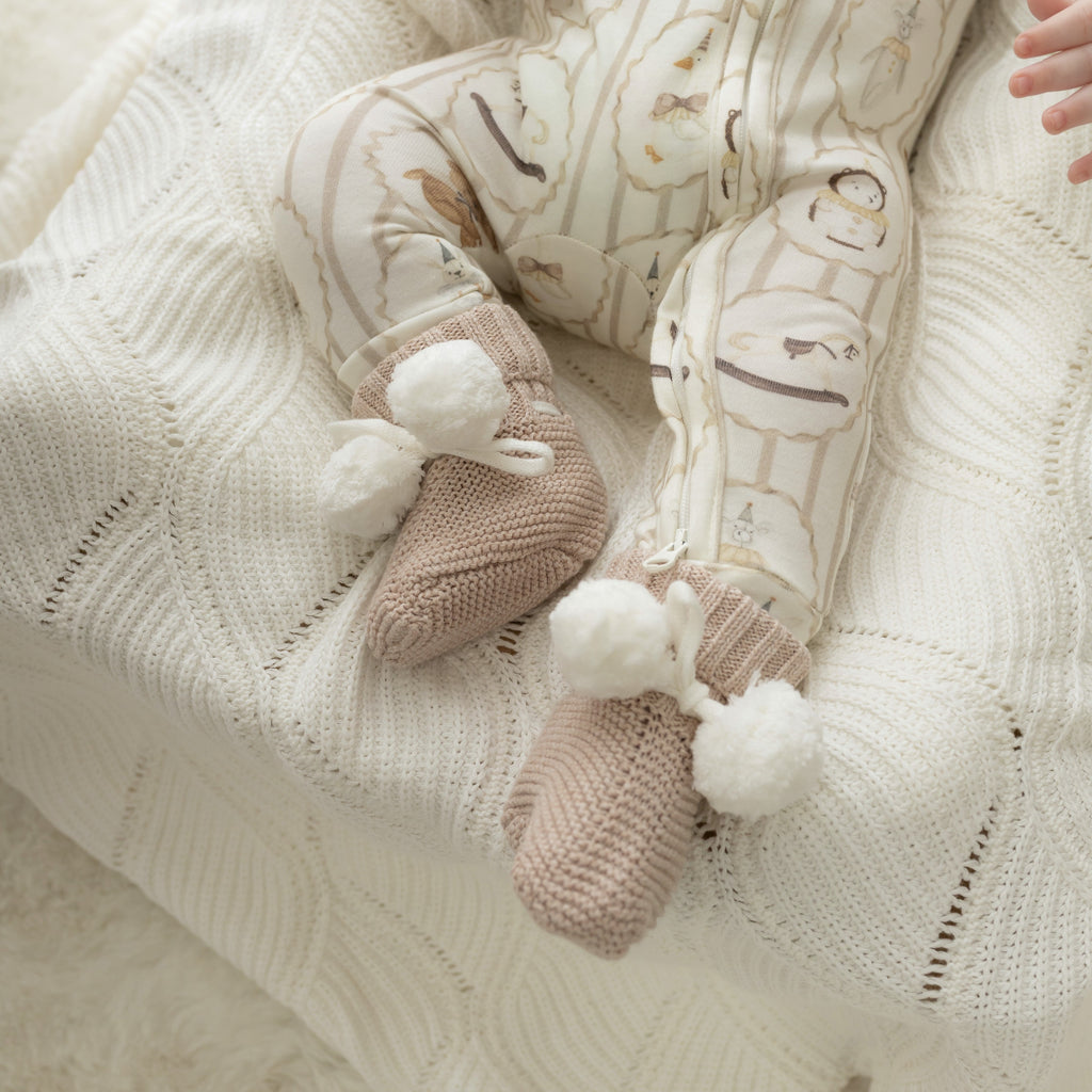 Knit Booties - Biscotti Pomms