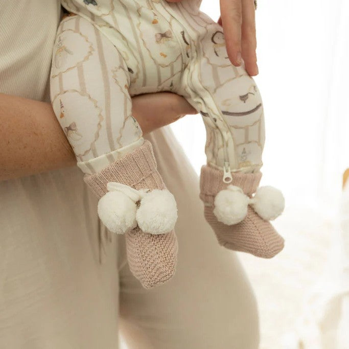 Knit Booties - Biscotti Pomms