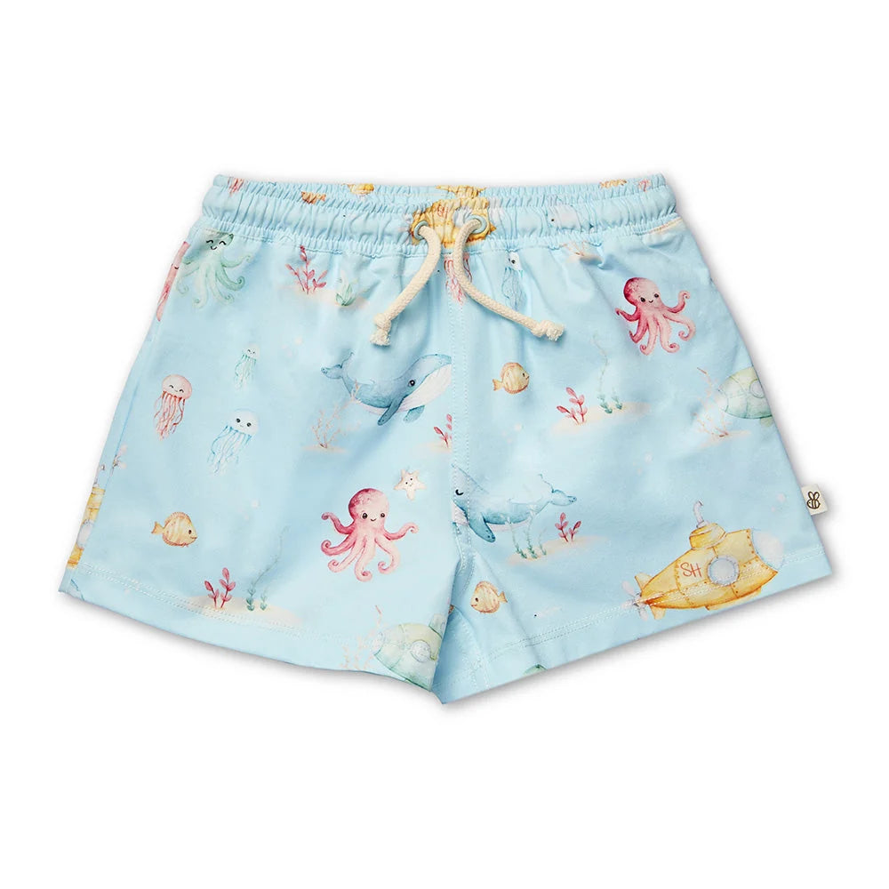 Snuggle Hunny Blue Little Subs Board Shorts