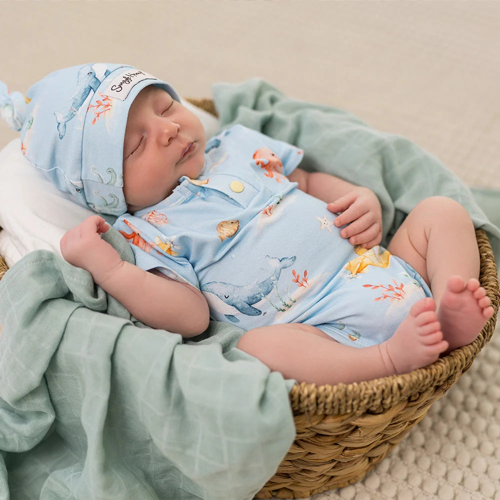 Snuggle Hunny Blue Little Subs Short Sleeve Organic Bodysuit