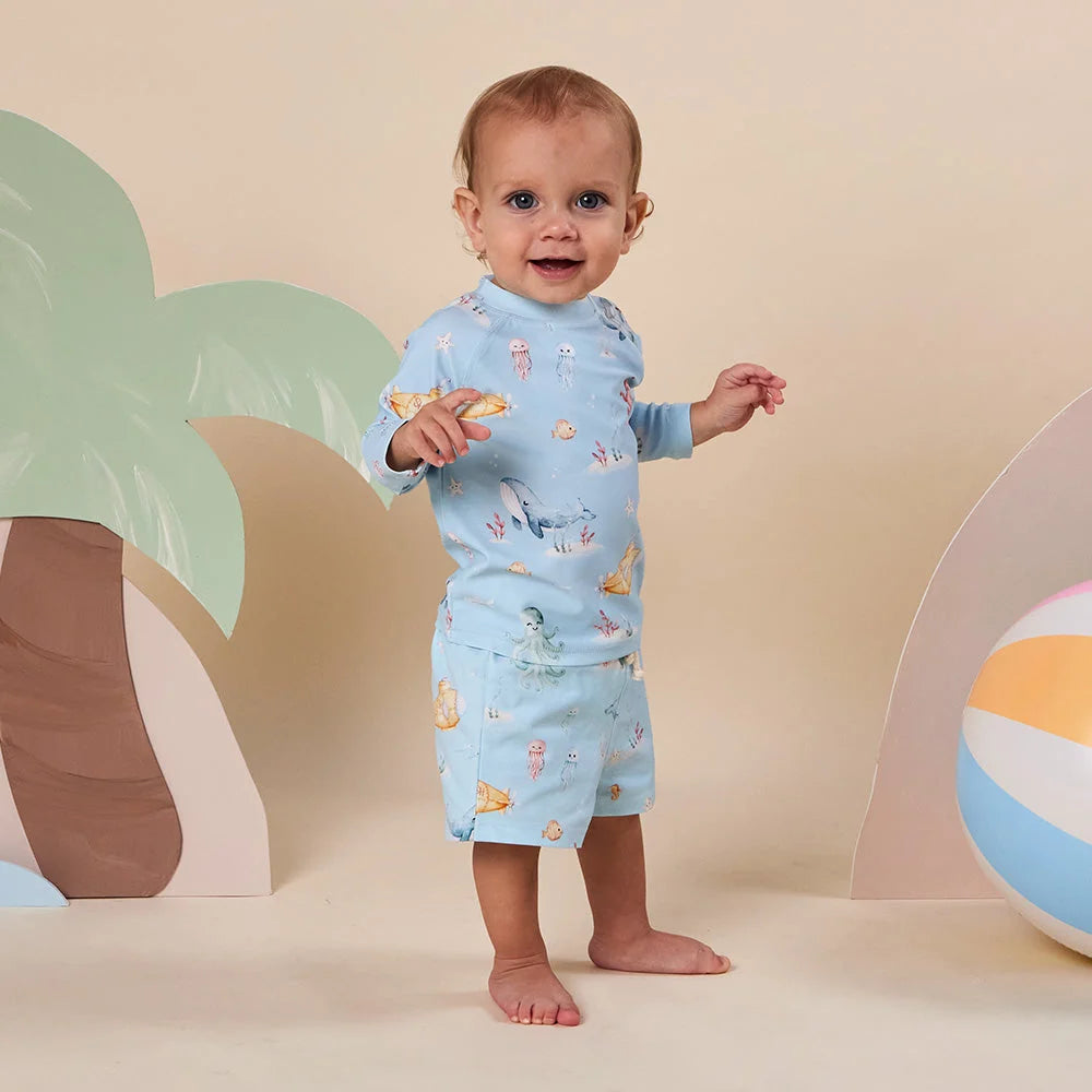 Snuggle Hunny Blue Little Subs Board Shorts