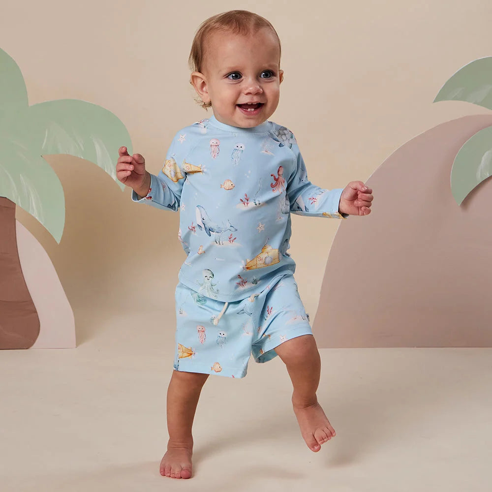 Snuggle Hunny Blue Little Subs Rashie Vest