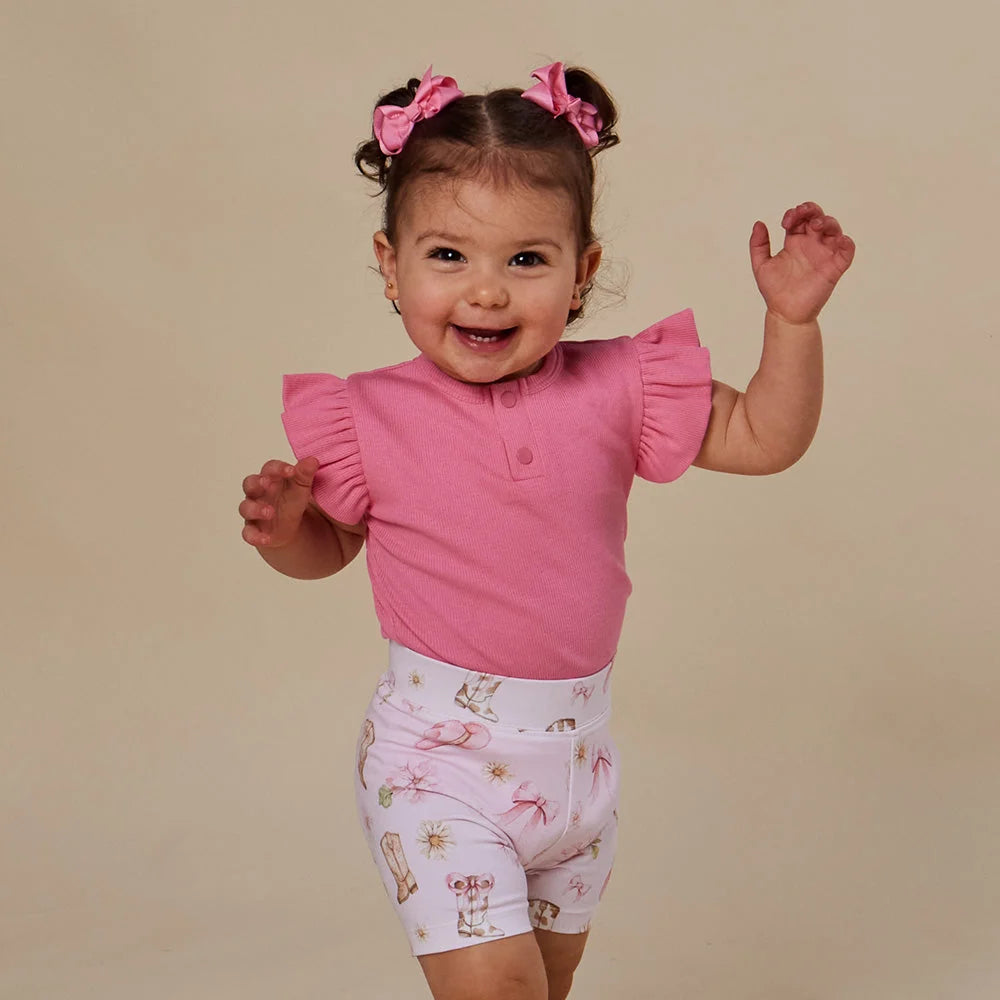 Snuggle Hunny - Candy Rib SS Organic Bodysuit w Frill