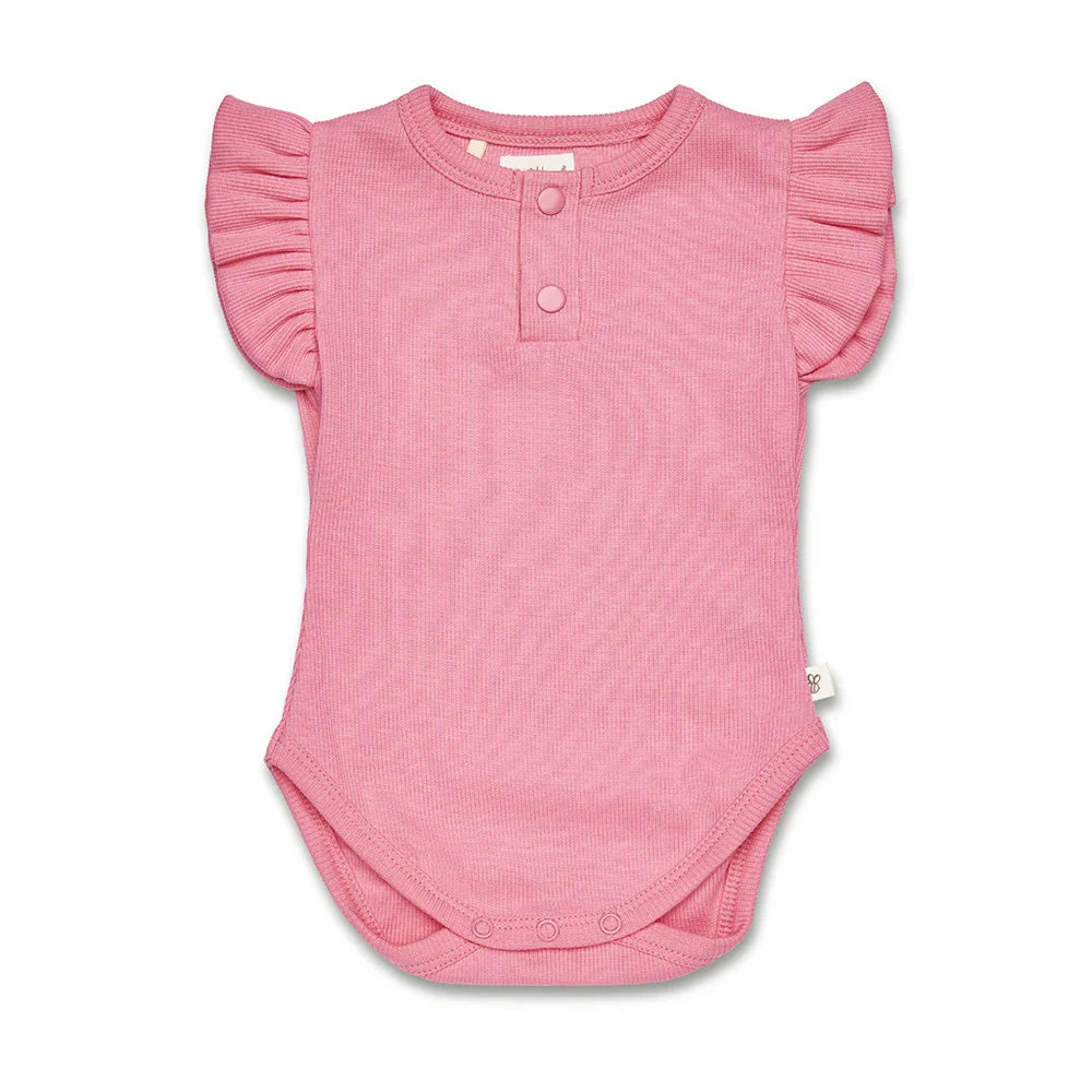 Snuggle Hunny - Candy Rib SS Organic Bodysuit w Frill