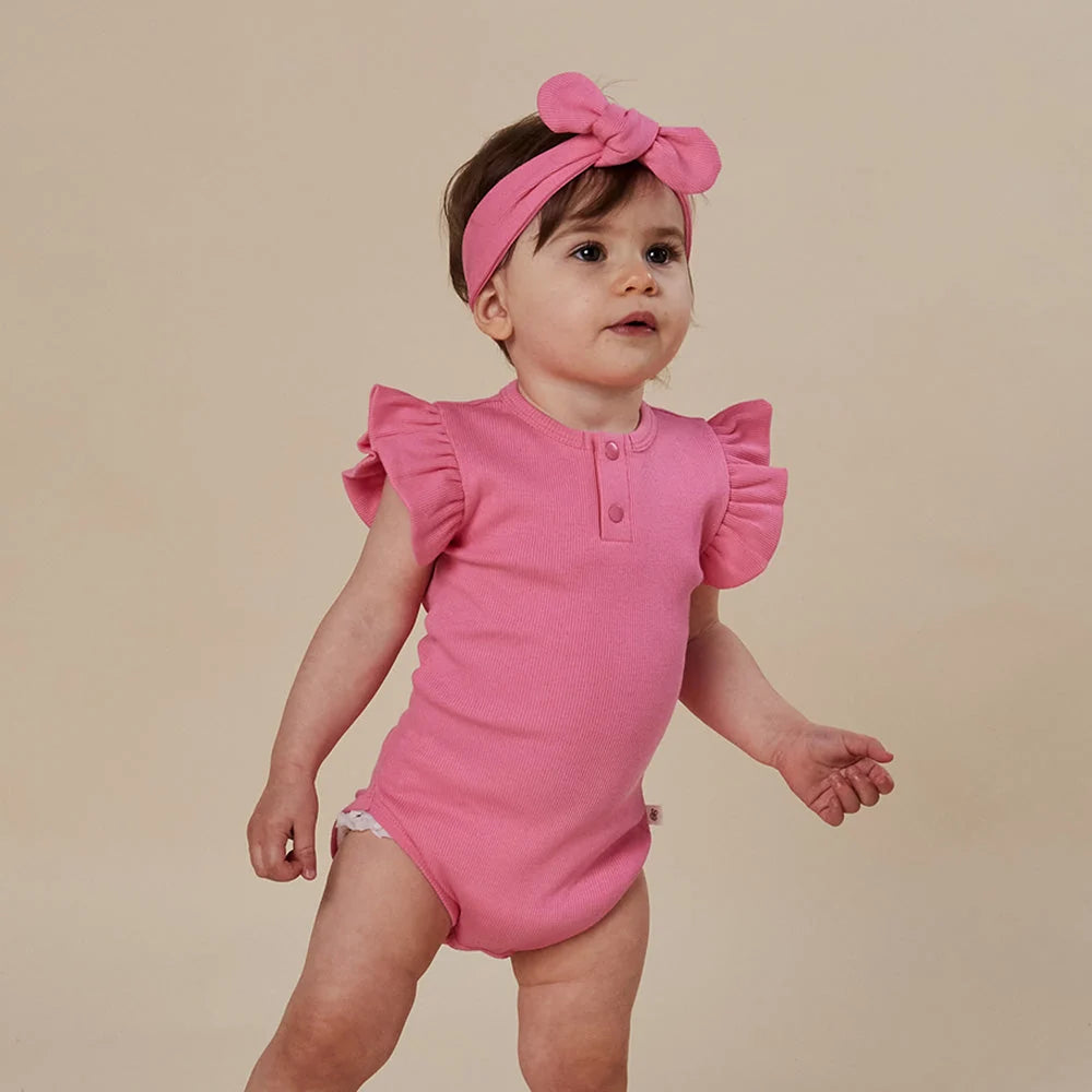 Snuggle Hunny - Candy Rib SS Organic Bodysuit w Frill