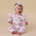 Snuggle Hunny Organic Snugglesuit Covertible Romper With Frill - Carousel
