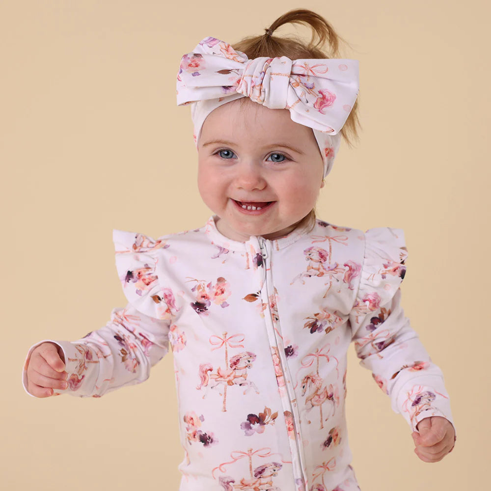 Snuggle Hunny Organic Snugglesuit Covertible Romper With Frill - Carousel