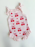 Summer Frill Romper, Cherry Heart