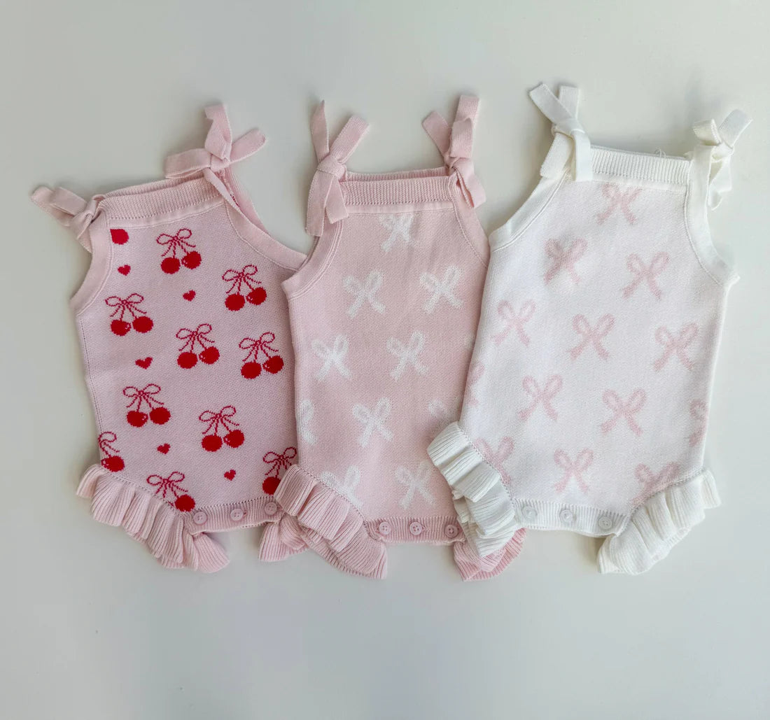 Summer Frill Romper, Cherry Heart