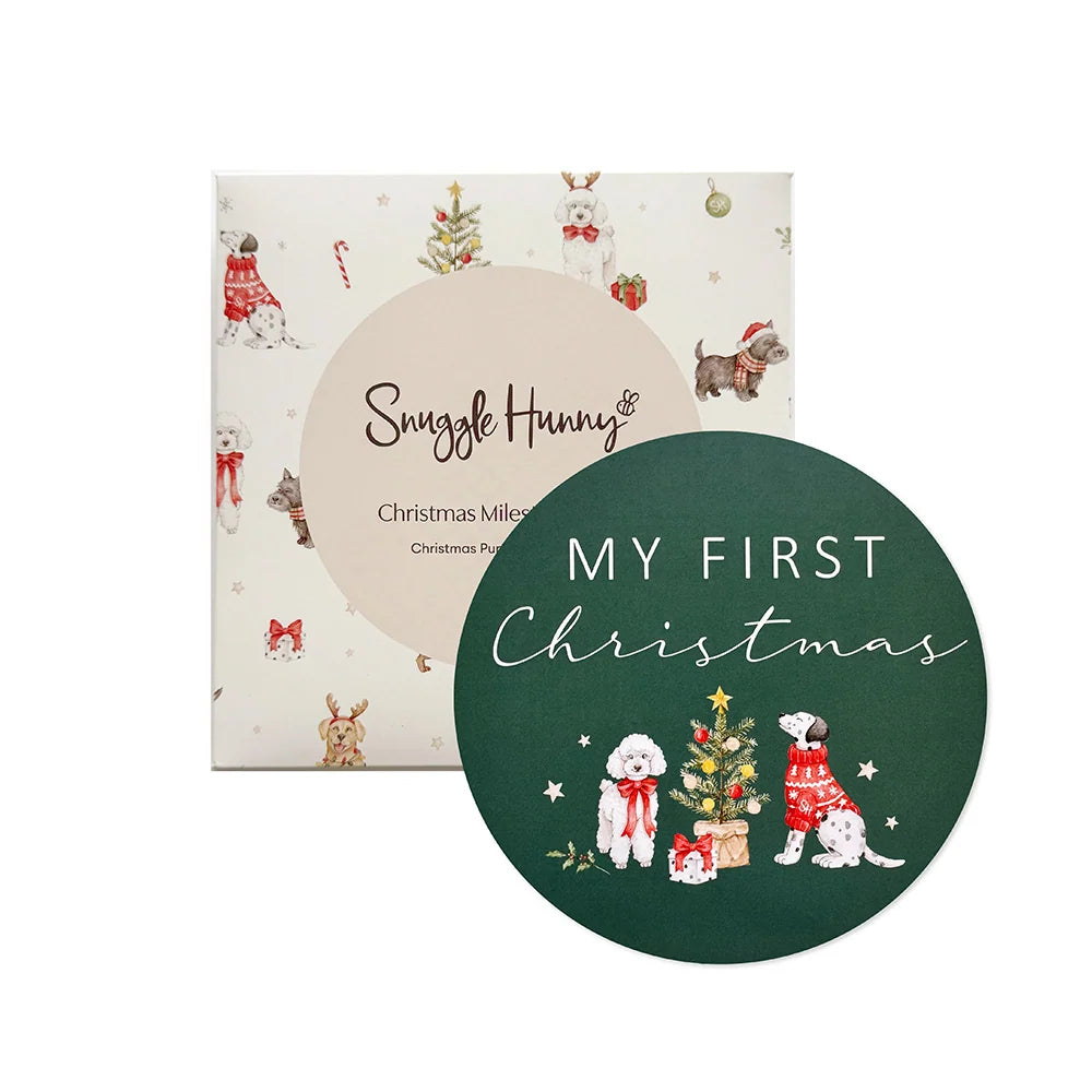 Snuggle Hunny Christmas Pups Reversible Single Milestone Card