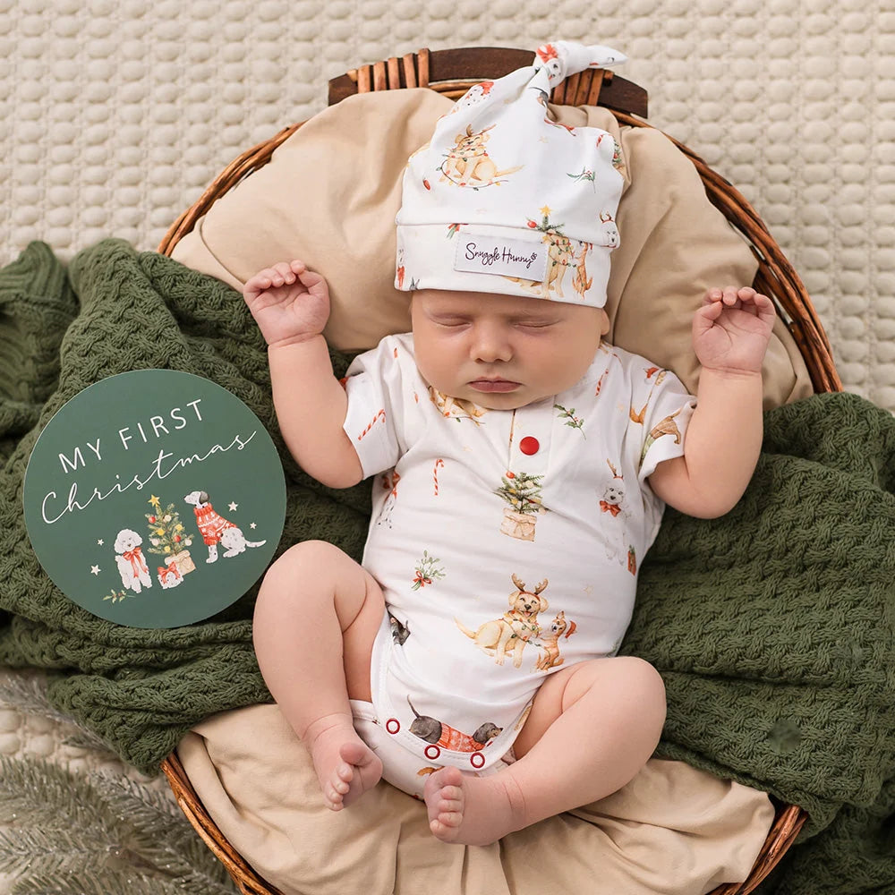 Snuggle Hunny Christmas Pups Short Sleeve Bodysuit