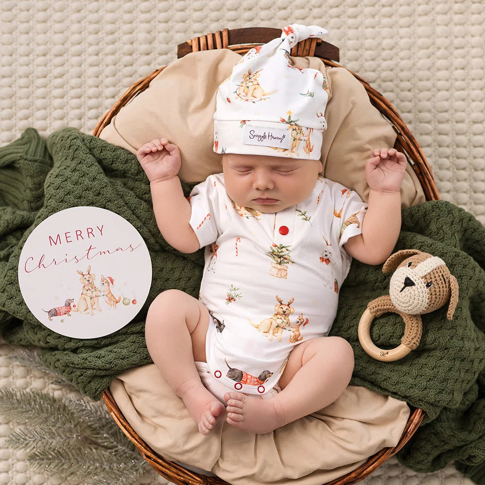 Snuggle Hunny Christmas Pups Short Sleeve Bodysuit