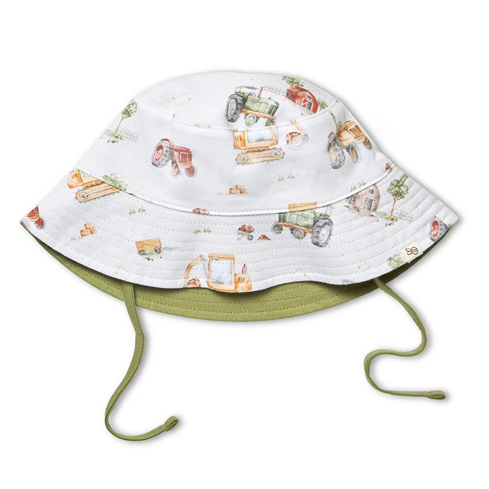 Snuggle Hunny Diggers & Tractors Reversible Cotton Bucket Hat