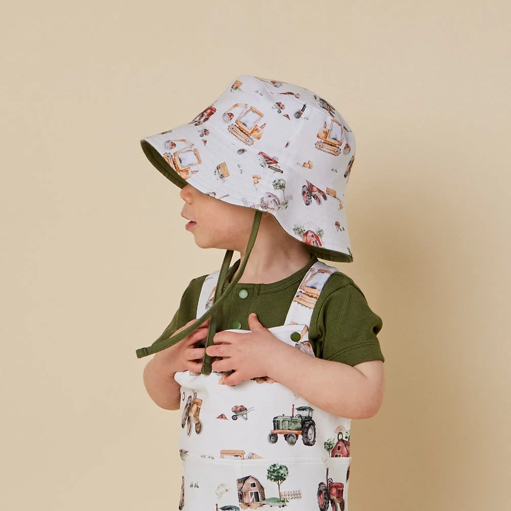 Snuggle Hunny Diggers & Tractors Reversible Cotton Bucket Hat
