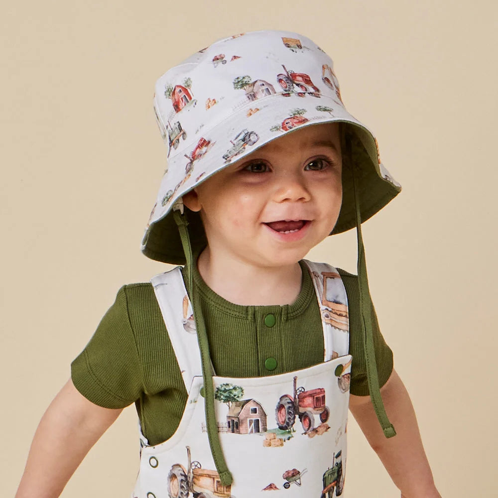 Snuggle Hunny Diggers & Tractors Reversible Cotton Bucket Hat