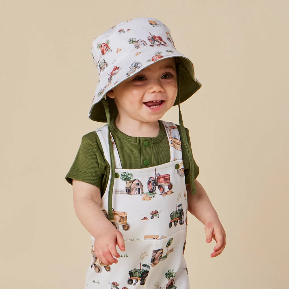 Snuggle Hunny Diggers & Tractors Reversible Cotton Bucket Hat