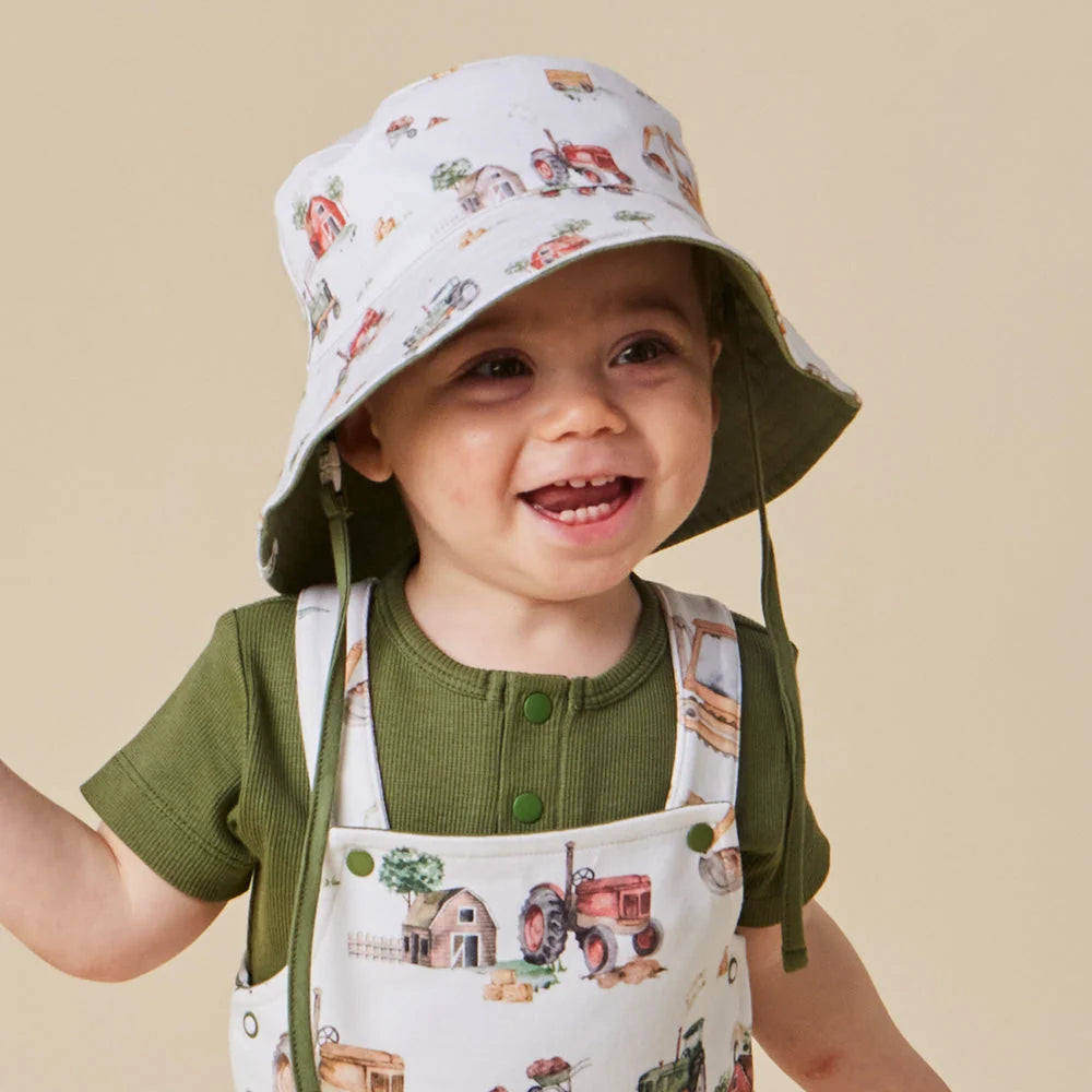 Snuggle Hunny Diggers & Tractors Reversible Cotton Bucket Hat