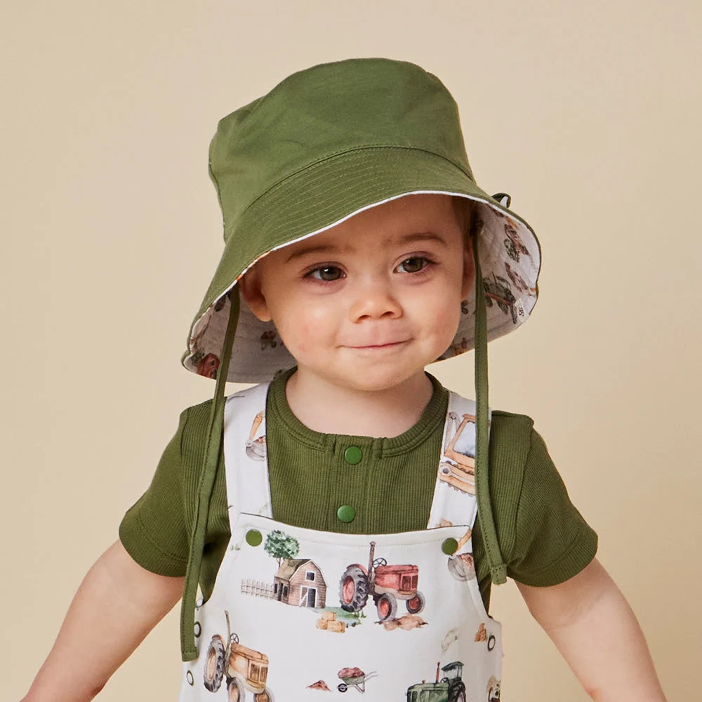 Snuggle Hunny Diggers & Tractors Reversible Cotton Bucket Hat