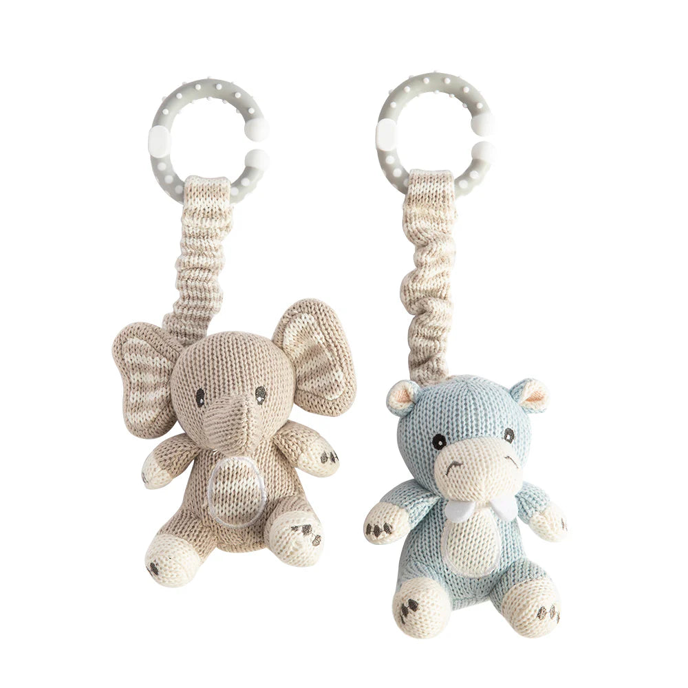 2pk Stroller Toy - Elephant & Hippo