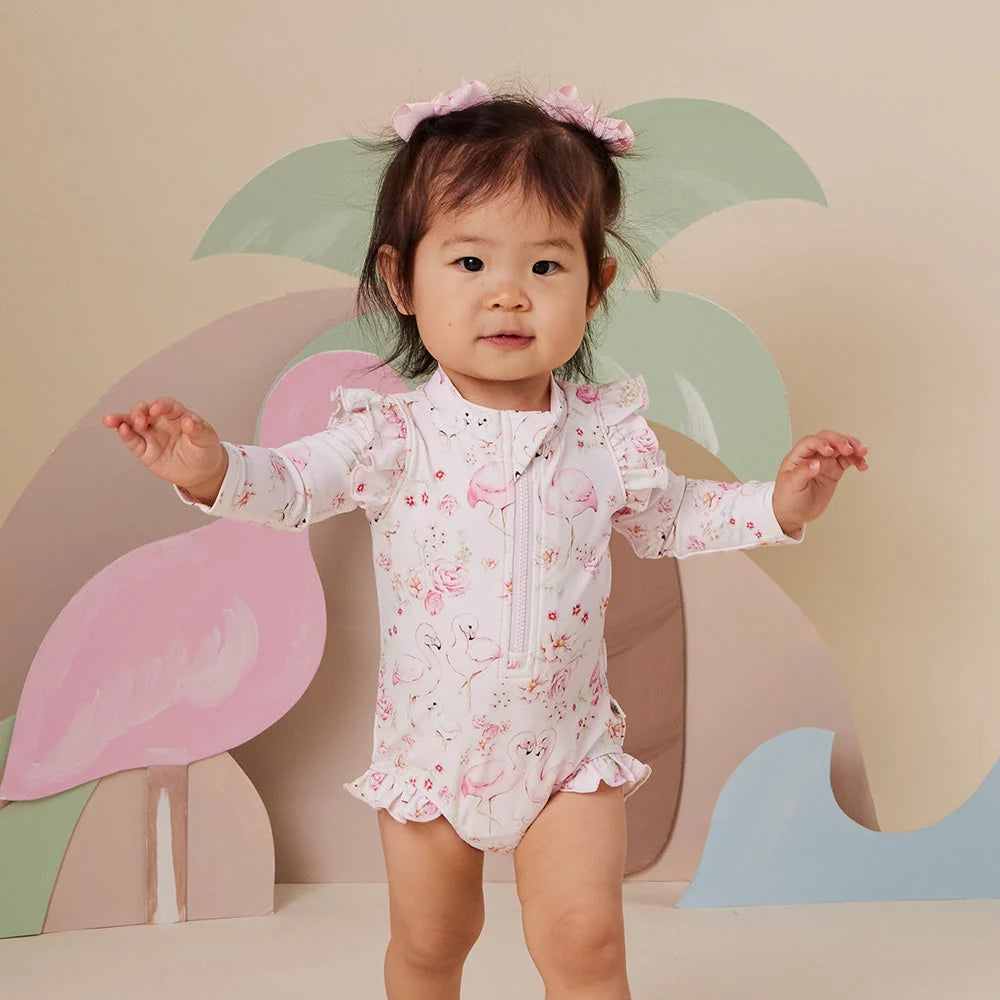 Snuggle Hunny Flamingos Frill Swimsuit