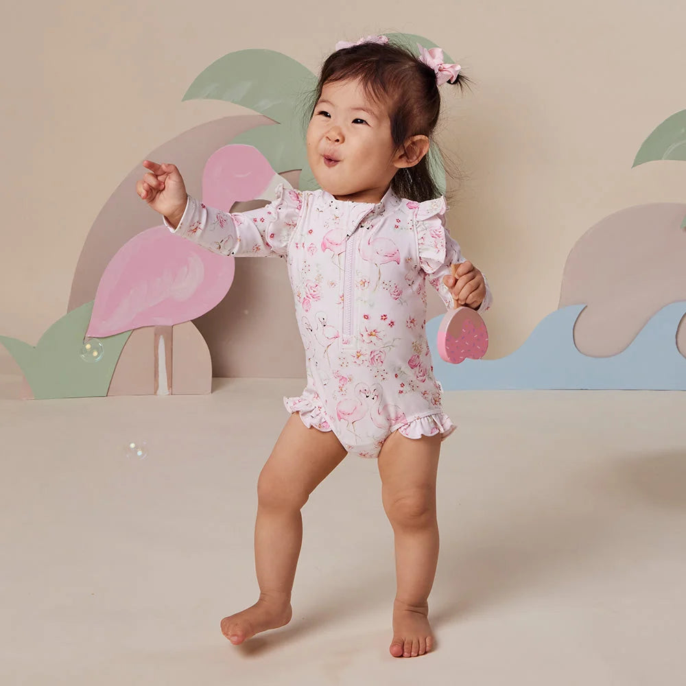 Snuggle Hunny Flamingos Frill Swimsuit